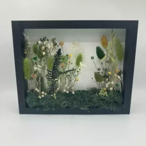 Tableau végétal en fleurs séchées et stabilisées